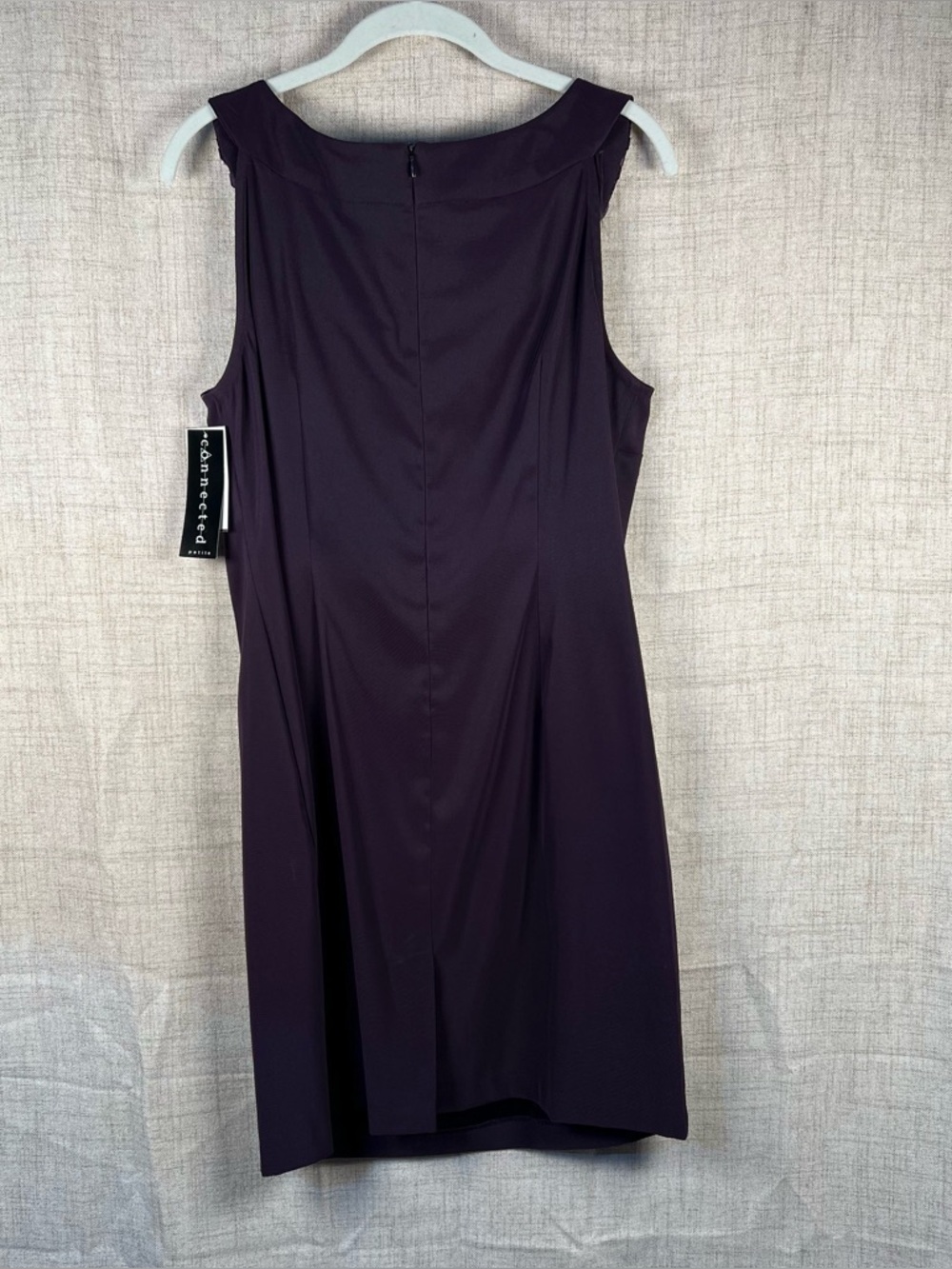 connected apparel Deep Plum Embellished Neckline Sheath Dress - Picture 2 of 12